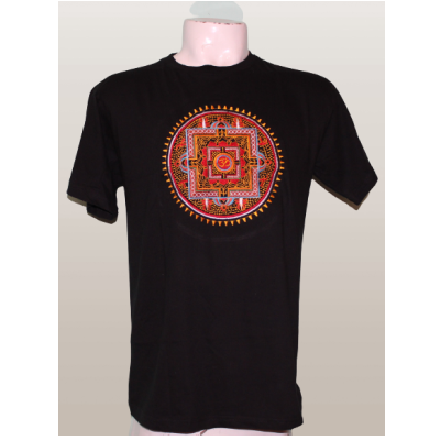 Black Mandala Embroidered T-Shirt
