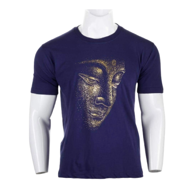 Blue Side Face Buddha Printed T-Shirt