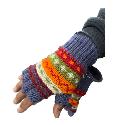 Namche Hand Knit Convertible Mitten, winter gloves with Fleece Lining, Comfy and Warm.