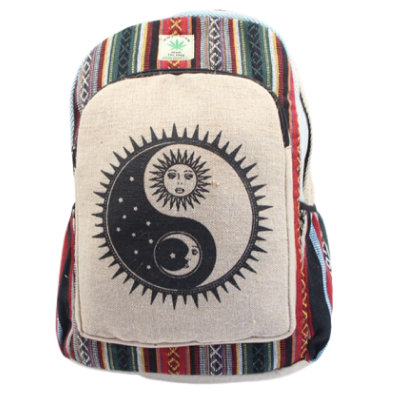 Boho Vintage Hippie Sun Print Hemp Backpack
