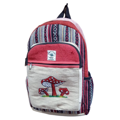 colorful mushroom printed hemp bag pack