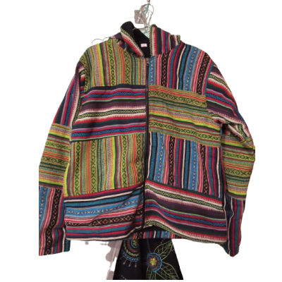 Out Stitched, Mens, Unisex, Fleece Lined, Rusty, Brushed Looks, Festival, Hoodie, Boho, Cotton Jacket, Himalayan Made