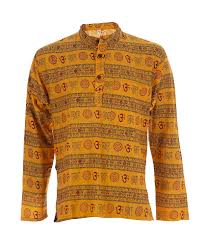 Om Printed Orange Color Long Sleeve Cotton T-shirt (Unisex)