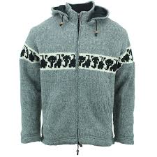 Chunky Wool Knit Animal Hoodie - Elephant