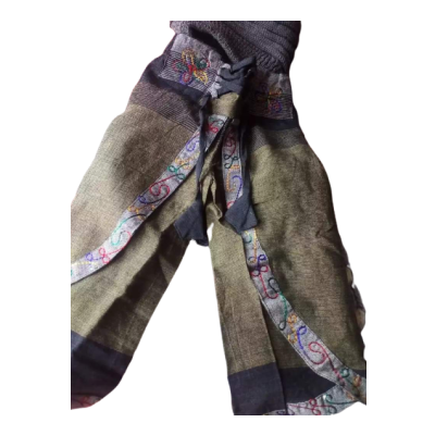 Tassle Tie Trousers Pants in Greens for kids