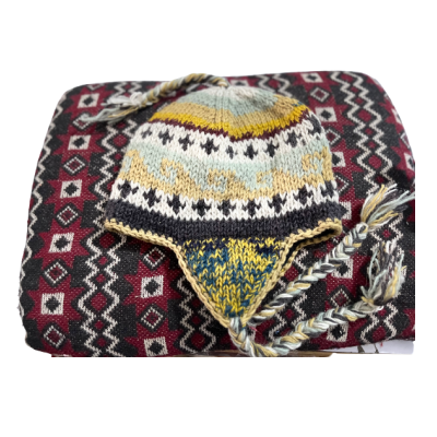 Hand Knitted Ear Flap Woolen Sherpa Cap